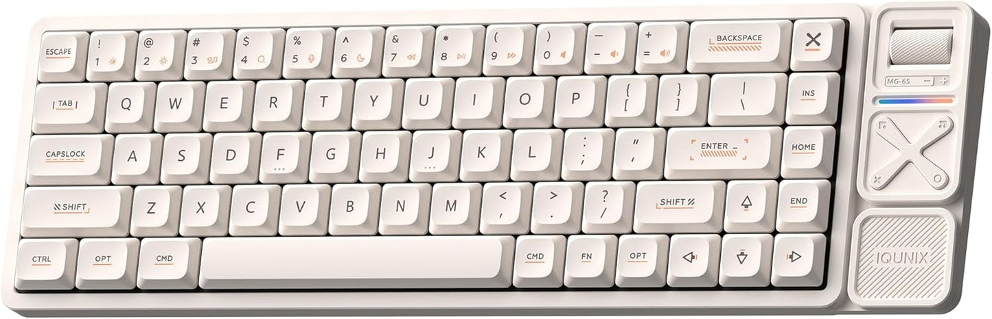 IQUNIX - Magi65 Low Profile Mechanical Keyboard Wireless 65% Keyboard Ultra Slim for Creamy Typing, Hot Swappable, RGB Backlit, PBT Keycaps, Aluminum Case, BT/2.4G/USB-C, for Mac/Windows (Shadow Black) - Serious Techies