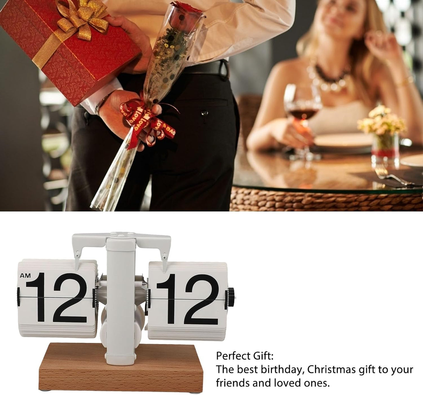 Retro Digital Flip down Clocks, Auto Flip Clock Table Clocks, Flip Clock Vintage Desk Clock for Any Environment from Home to Office(White Page)