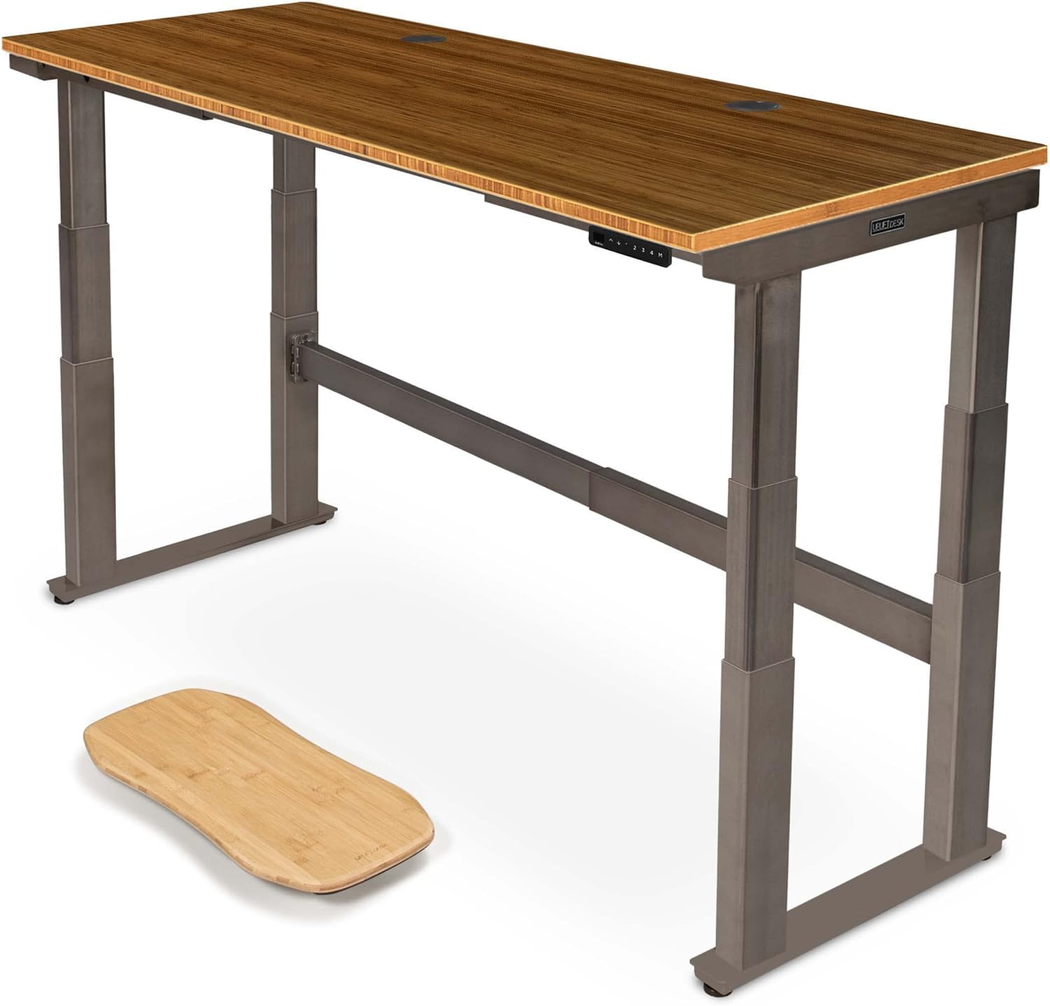 Uplift - Bamboo Curve (60 X 30 Inch) Electric Standing Desk V2-Commercial (Black) 4-Leg Adjustable Stand up Desk, Advanced Keypad, Wire Grommets, Wire Management Tray, Bamboo Rocker-X Board - Serious Techies