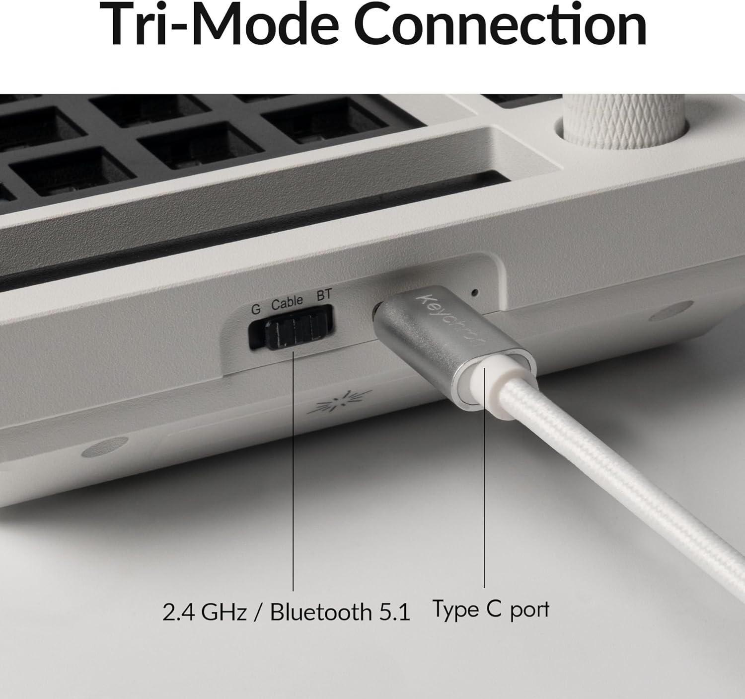 Keychron - Q0 Max Wireless Custom Barebones Keyboard Kit, 2.4 Ghz/Bluetooth 5.1/Wired QMK Number Pad, RGB Numeric Keypad Compatible with Laptop Mac Windows Linux - White - Serious Techies