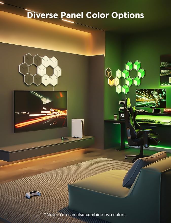 Govee - Glide Hexagon Light Panels Ultra, RGBIC 3D Wall Lights with DIY Program, 60 Scenes and 129 Lamp Beads, Upgraded Gaming Light for Gaming Room, Works with Alexa, 10 Pack Meteor Gray - Serious Techies - Serious Techies, LLC