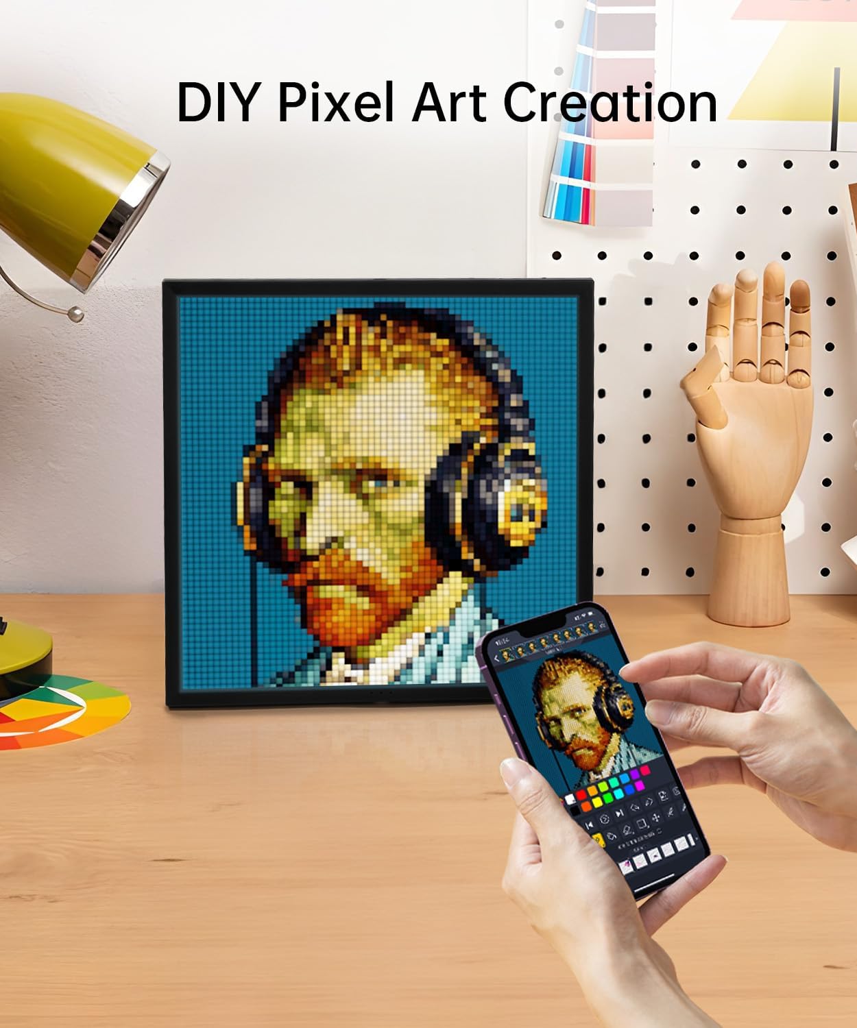Pixoo-64 - Wifi Pixel Cloud Digital Frame with APP Control,64 X 64 LED Panel Display Frame for Gaming Room Decoration/Social Media Fans Counter