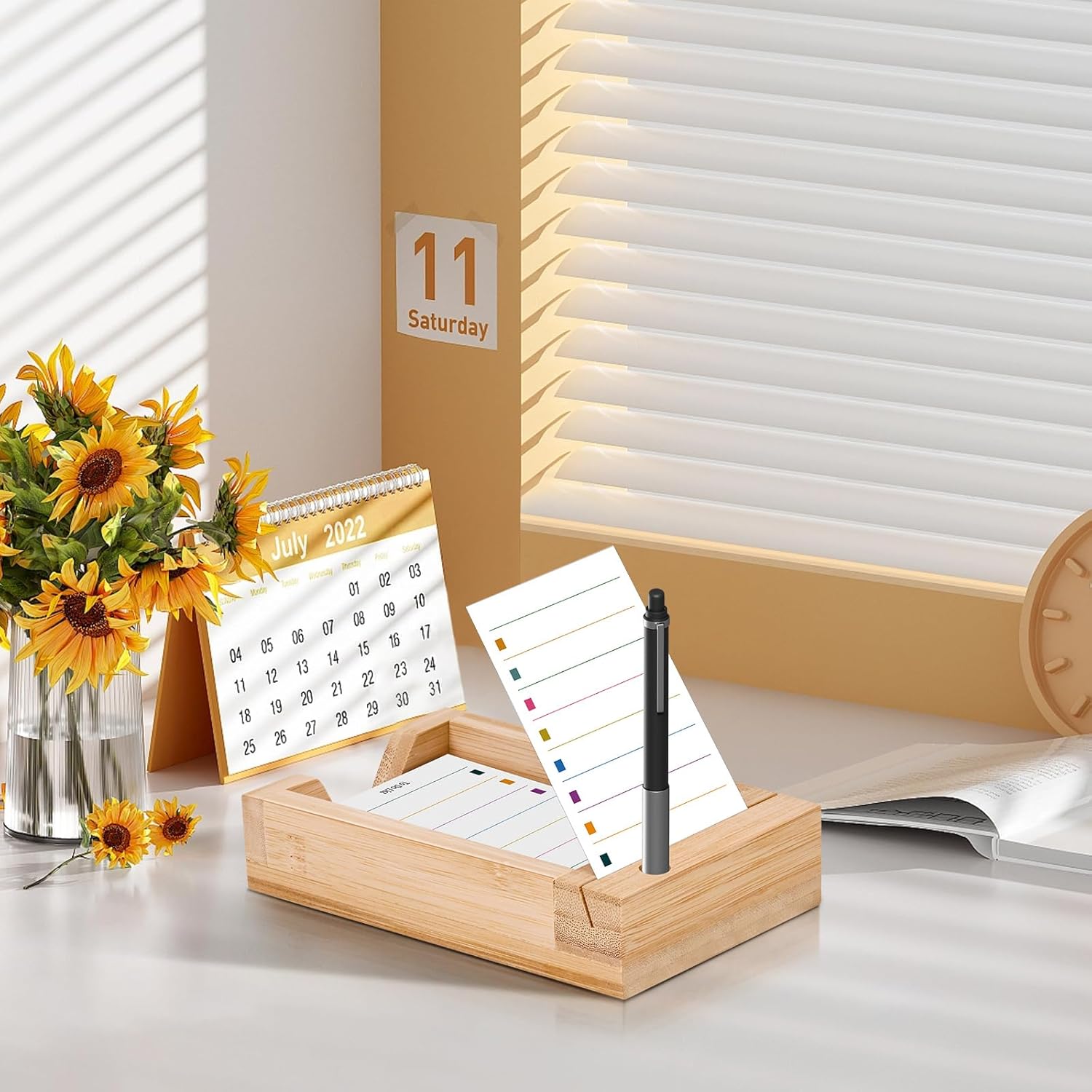 meiqidi - 2 Pack Daily to Do List Planner Cards & Bamboo Stand – 100 Task Cards & Wooden Holder – Thick 80GSM Paper, Portable 3”X4” Size – Productivity Planner for Office, Home, Students & Professionals - Serious Techies