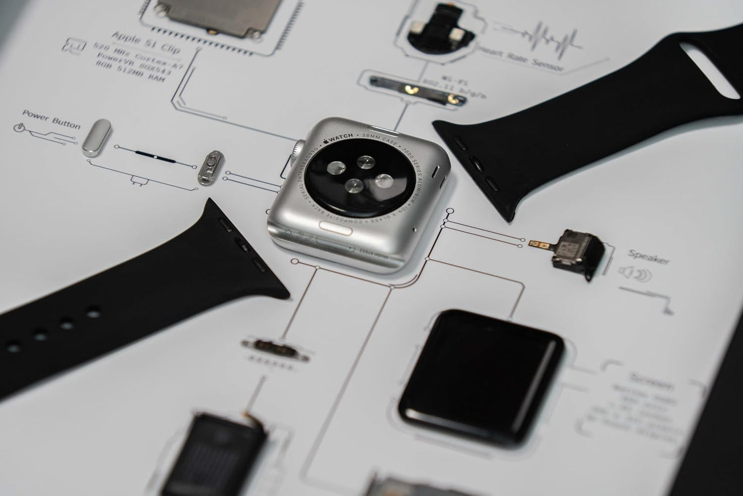  Funbox Design - Disassembled Apple Watch Frame Art, Framed Apple Watch Series 0 Series 1 Teardown, Unique Gift for Him, Tech Gift, Wall Decor, Home Decor (Series 0) - Serious Techies
