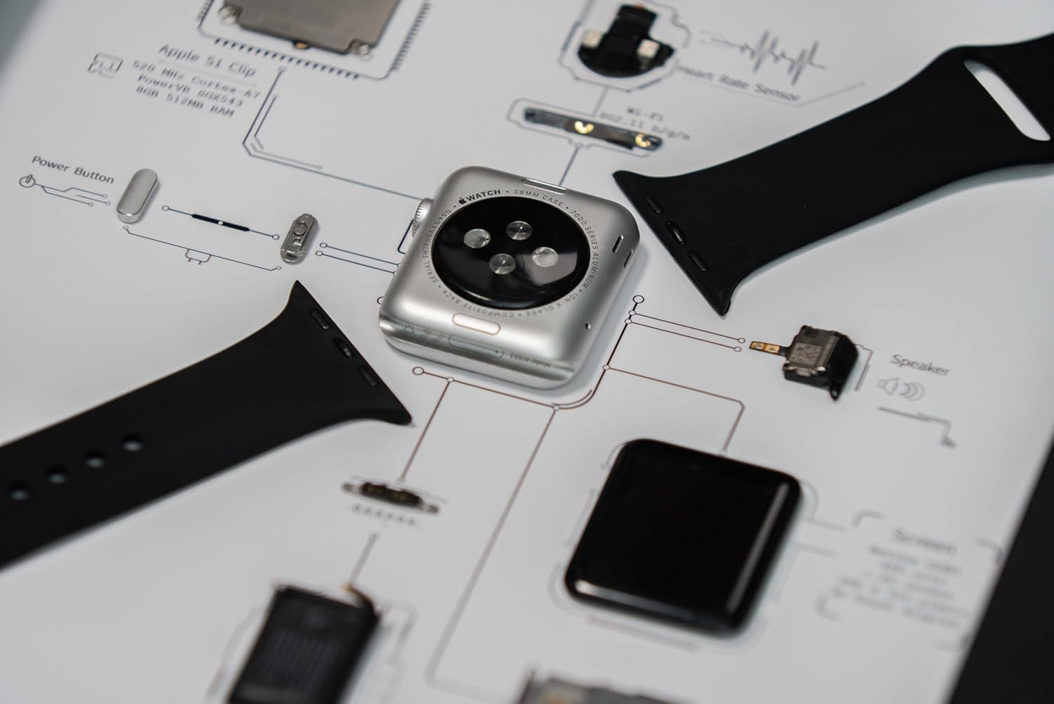  Funbox Design - Disassembled Apple Watch Frame Art, Framed Apple Watch Series 0 Series 1 Teardown, Unique Gift for Him, Tech Gift, Wall Decor, Home Decor (Series 0) - Serious Techies