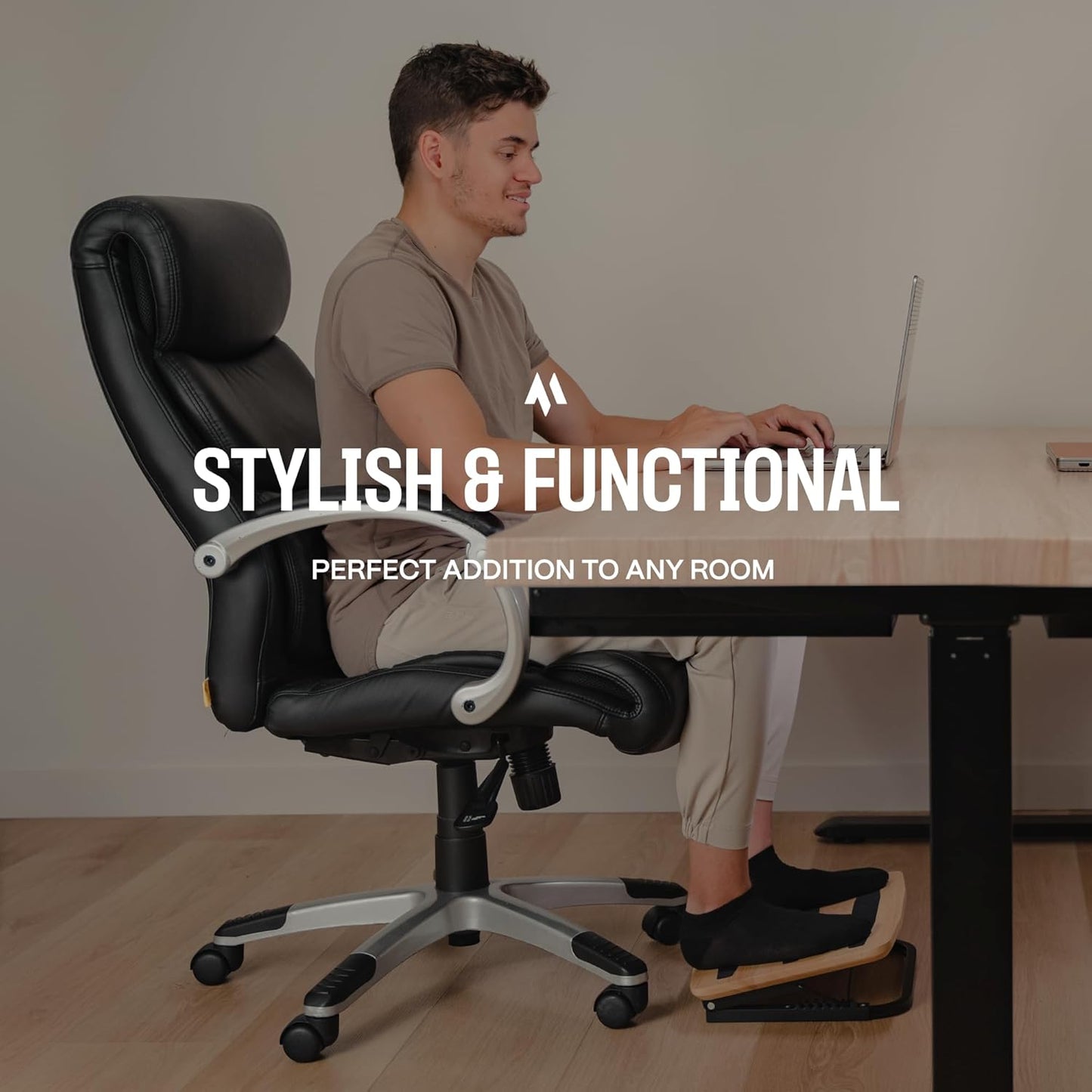 COREMINDED - Adjustable under Desk Foot Stool - Ergonomic Foot Rest with 7 Angles - Natural - Serious Techies