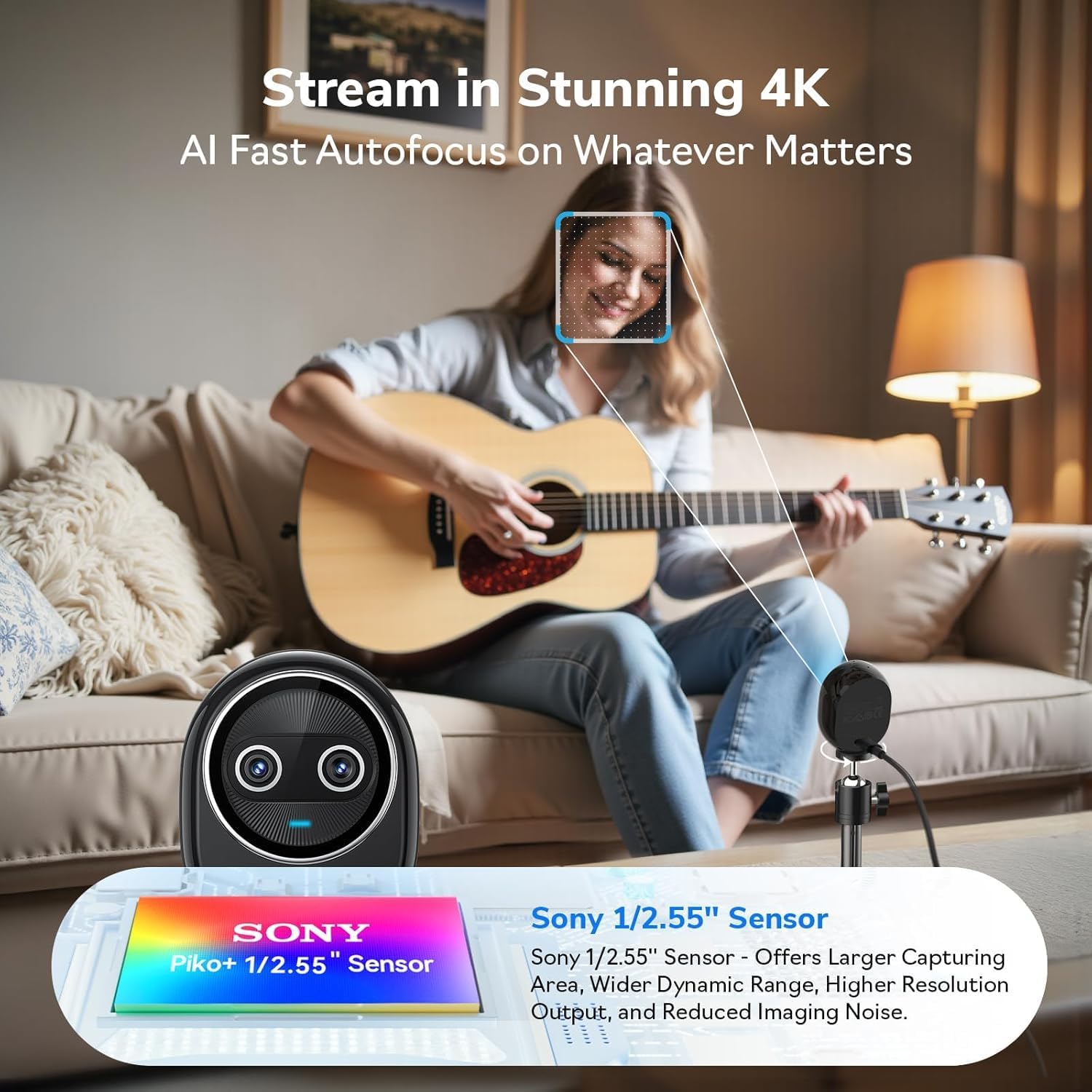 EMEET + Webcam 4K, World’S 1St Dual-Camera Ai-Powered 4K Camera, 1/2.55'' Sony Sensor, 3 Mics&3 Sound Modes, Panda Magnetic Privacy Cover, USB C-C&C-A, Ideal for Livestreamers and Content Creators - Serious Techies