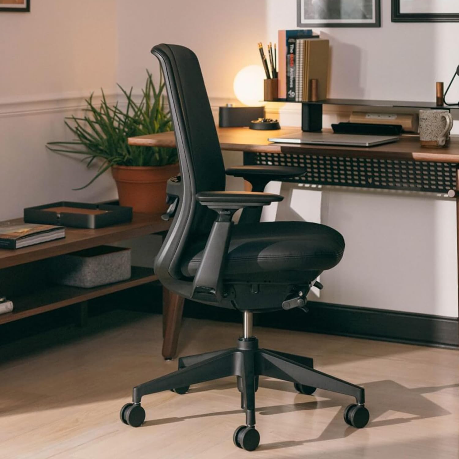 Haworth - Soji Office Chair with Ergonomic Adjustments and Lumbar Support, Flexible Mesh Back (Carbon) - Serious Techies
