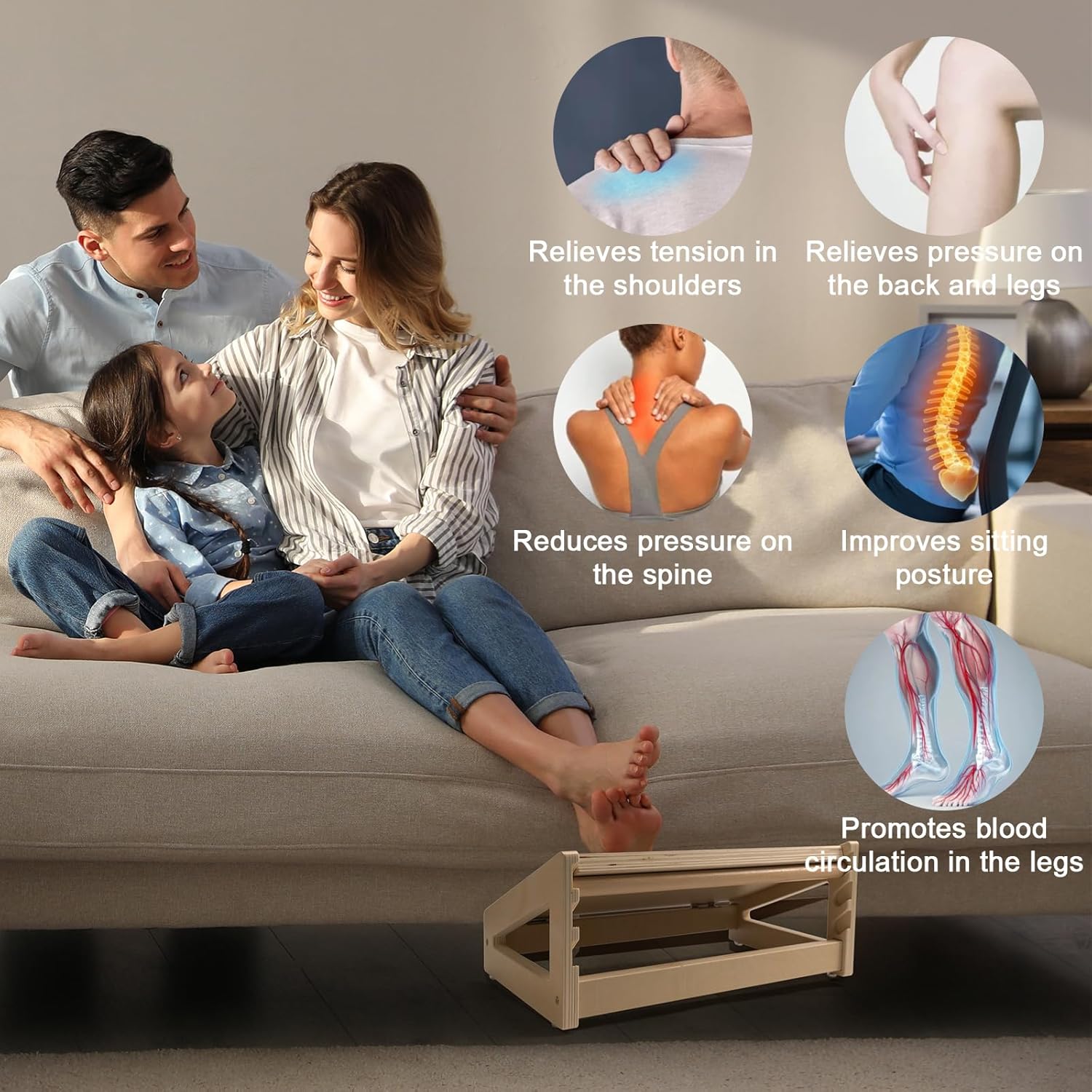 WOOD CITY - Foot Rest for under Desk at Work, 3 Heights Adjustable Footrest with Silicone Surface, 2 in 1 Foot Stool Improve Posture, Reduce Fatigue & Pain, Ideal for Home/Office/Gaming (Natural) - Serious Techies