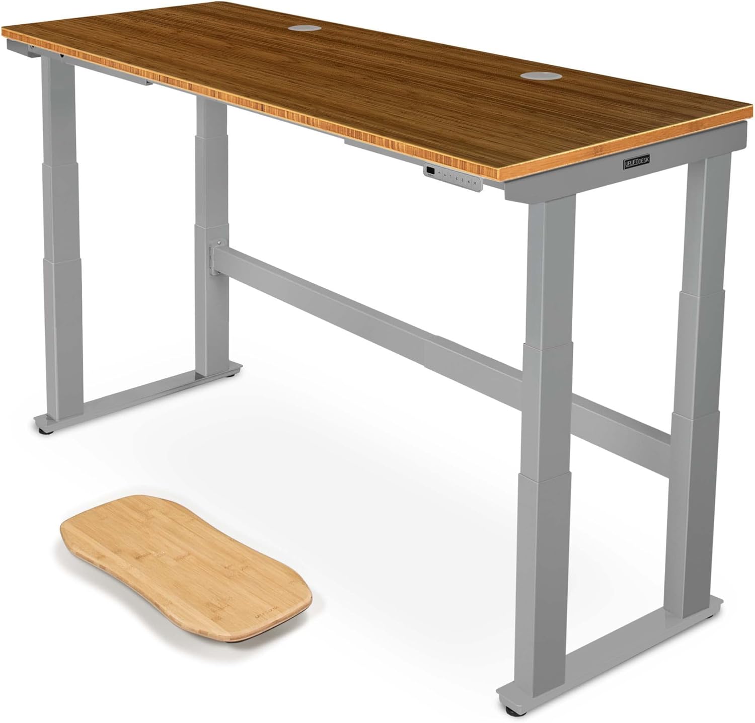 Uplift - Bamboo Curve (60 X 30 Inch) Electric Standing Desk V2-Commercial (Black) 4-Leg Adjustable Stand up Desk, Advanced Keypad, Wire Grommets, Wire Management Tray, Bamboo Rocker-X Board - Serious Techies