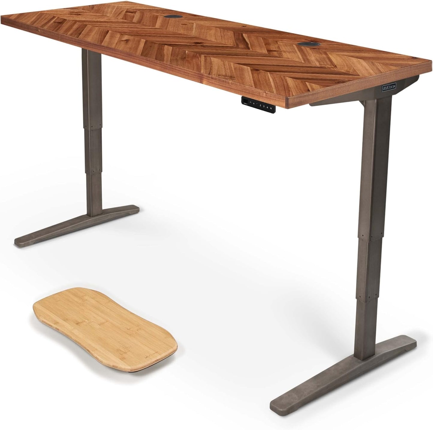 Uplift - Desk Acacia Butcher Block (72 X 30 Inch) Standing Desk 2-Leg V2 Adjustable Stand up C-Frame (Black), Advanced Keypad, Wire Grommets, Wire Tray, Rocker Board - Serious Techies