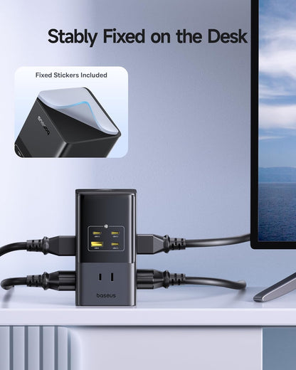 Baseus - Charging Station 67W, 10-In-1 USB-C PD Fast Charging Desktop Charger with 1200J Surge Protection, 5Ft Extension Cord, 6 AC, 3 USBC, 1 USBA Ports for Iphone 16/15, Macbook, Tablet, Desktop - Serious Techies