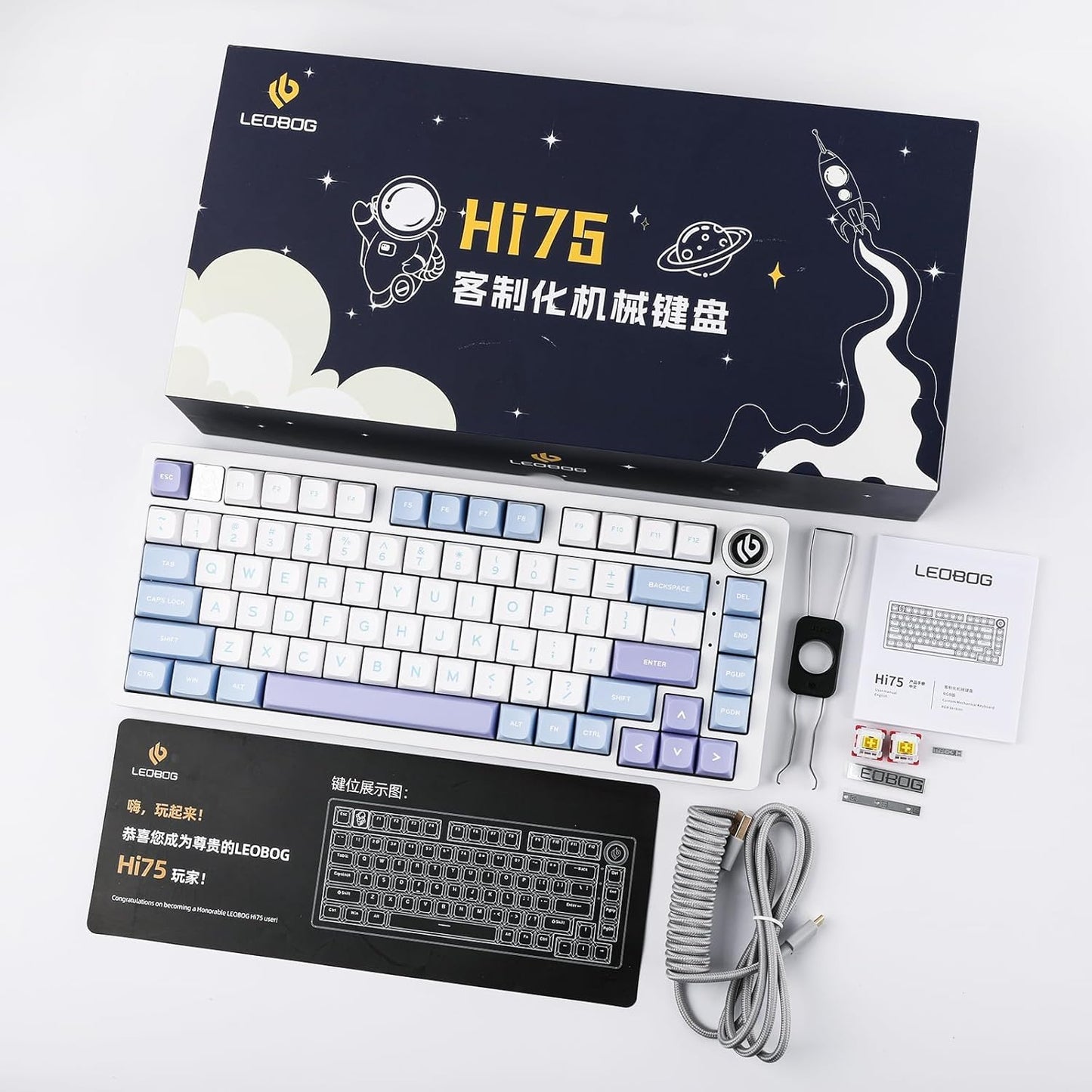 EPOMAKER X LEOBOG - Hi75 Aluminum Alloy Wired Mechanical Keyboard, Programmable Gasket-Mounted Gaming Keyboard with Mode-Switching Knob, Hot Swappable, NKRO, RGB (White Purple, Nimbus V3 Switch) - Serious Techies