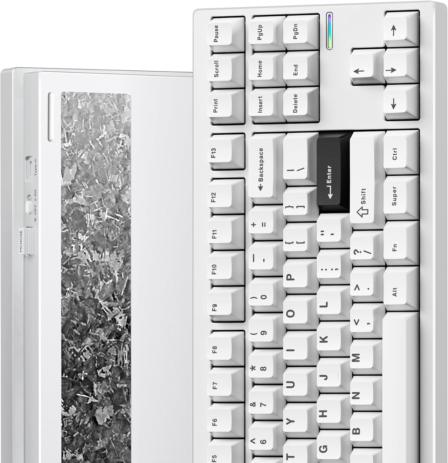MCHOSE - GX87 Ultra Wireless Mechanical Keyboard TKL 80% Gaming Keyboard Creamy QMK/VIA CNC Aluminum Usb-C/Bt5.0/2.4Ghz 8000Mah Battery Custom Hot Swappable RGB Backlit for Windows/Mac/Pc White - Serious Techies