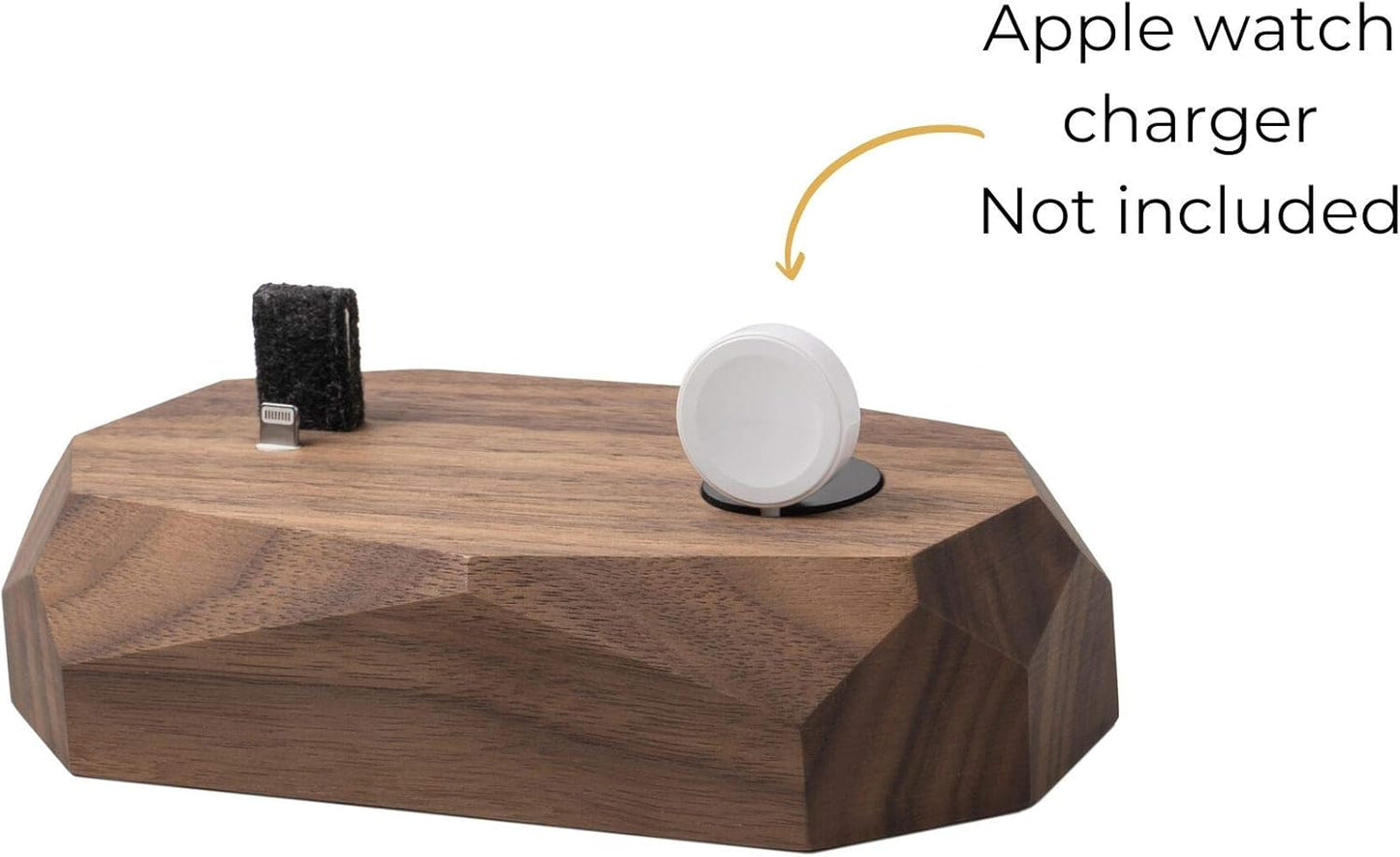 Oakywood - 2In1 Wood Docking Station Compatible with Apple Watch, Compatible with Iphone - Dual Charging Station, 1 X Lightning USB-A Connector Included - Combo Dock - Walnut - Serious Techies