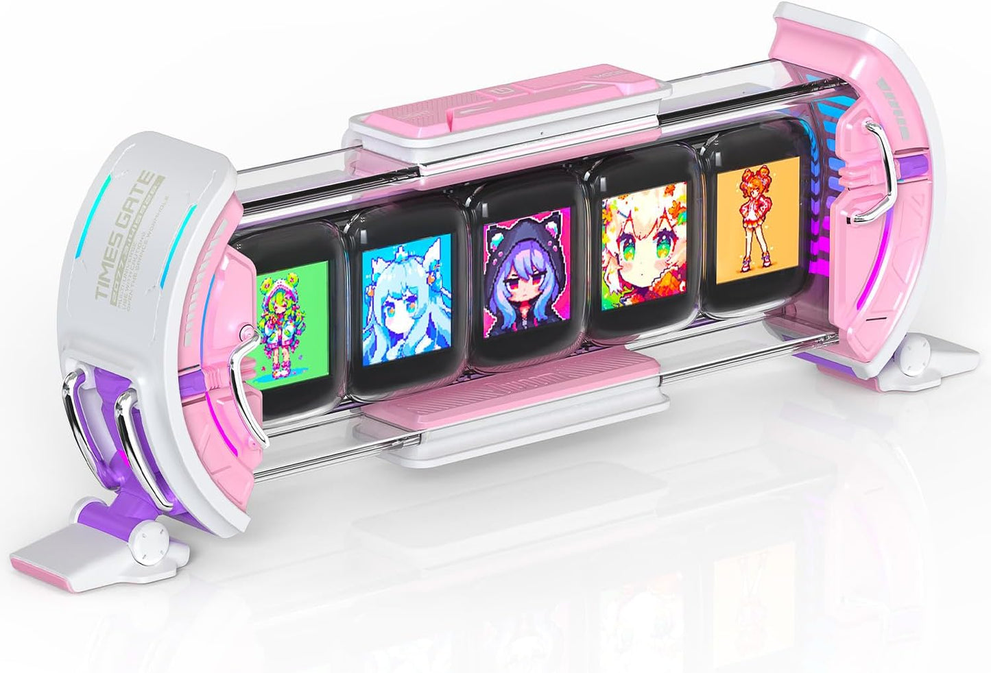 Divoom - Times Gate - Cyberpunk Gaming Setup Digital Alarm Clock, Smart APP, Wifi Connect, RGB LED Display, Personalized Financial & Bitcoin Dashboard, Pixel Art for Gaming Room & Office Decor, Silver - Serious Techies
