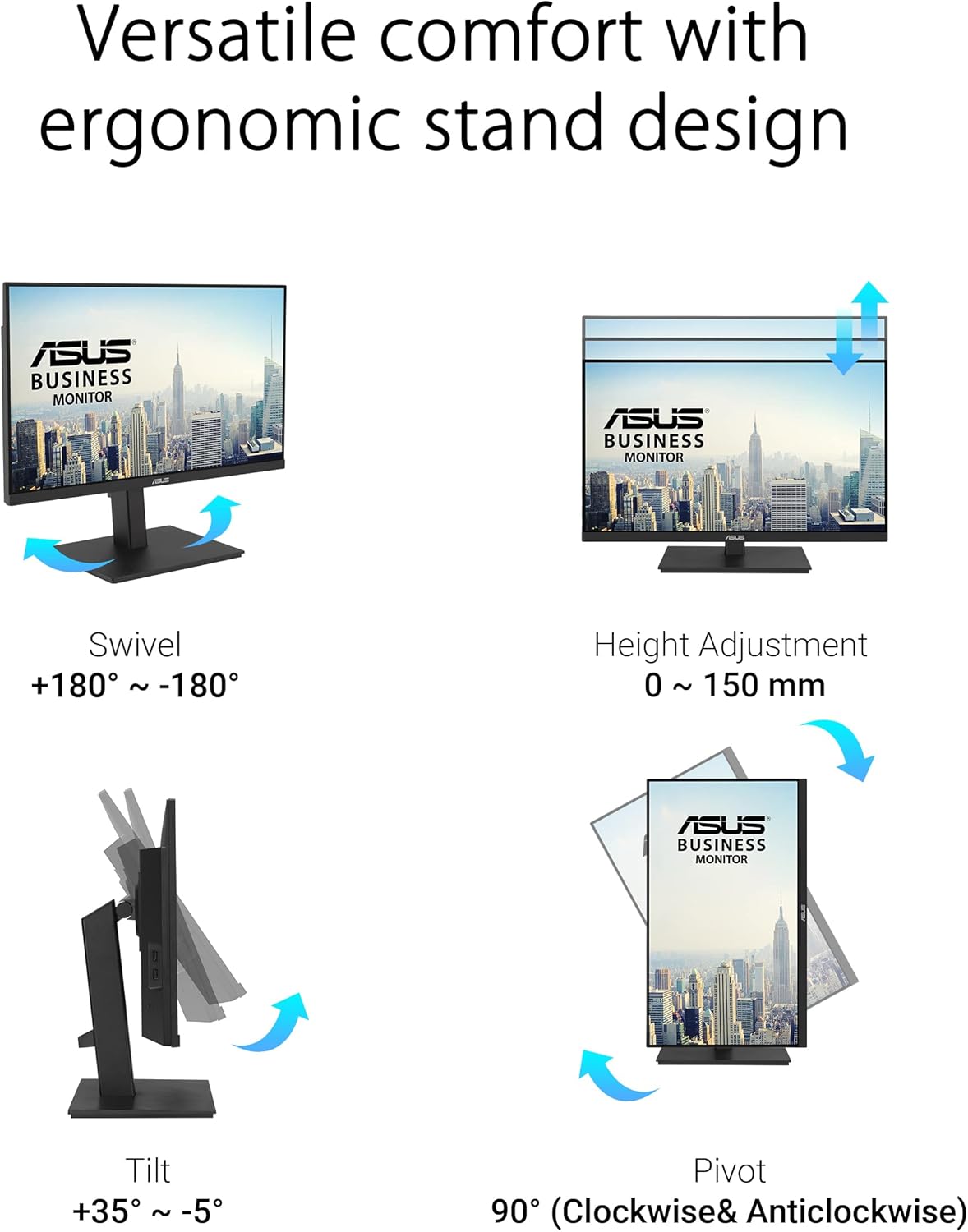 ASUS - 27” 1080P Docking Monitor (VA27ECPSN) – Full HD, IPS, 75Hz, Adaptive-Sync, Speakers, Eye Care, Low Blue Light, Flicker Free, RJ45, USB-C, Displayport, HDMI, Height Adjustment, VESA Wall Mountable - Serious Techies
