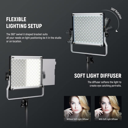 Upgraded 660 PRO II RGB LED Video Light with App Control & Tripod Stand Kit, 2 Pack 50W/1% Min Dimming/Cri97+/3200~5600K Key Lighting for Game Streaming Youtube Recording Studio Photography