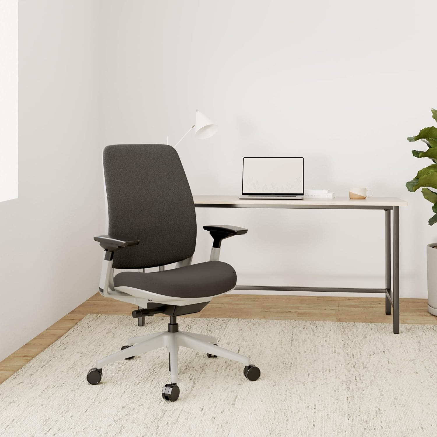 Steelcase - Series 2 Office Chair - Ergonomic Work Chair with Wheels for Carpet - with Back Support, Weight-Activated Adjustment & Arm Support - Adjustable Rolling Chairs for Desk - Graphite - Serious Techies
