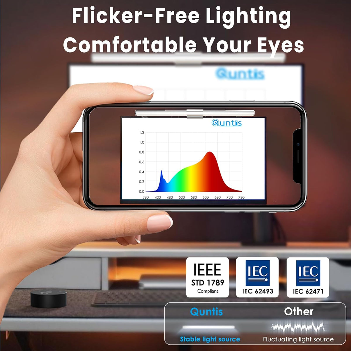 Quntis - Monitor Light Bar Pro White, Eye-Care No Glare USB Computer Lamp, Stepless Dimming & Auto-Dimming Brightness, Dual Control, Modern Aesthetic Space Saving Desk Accessories Office Gaming Reading - Serious Techies