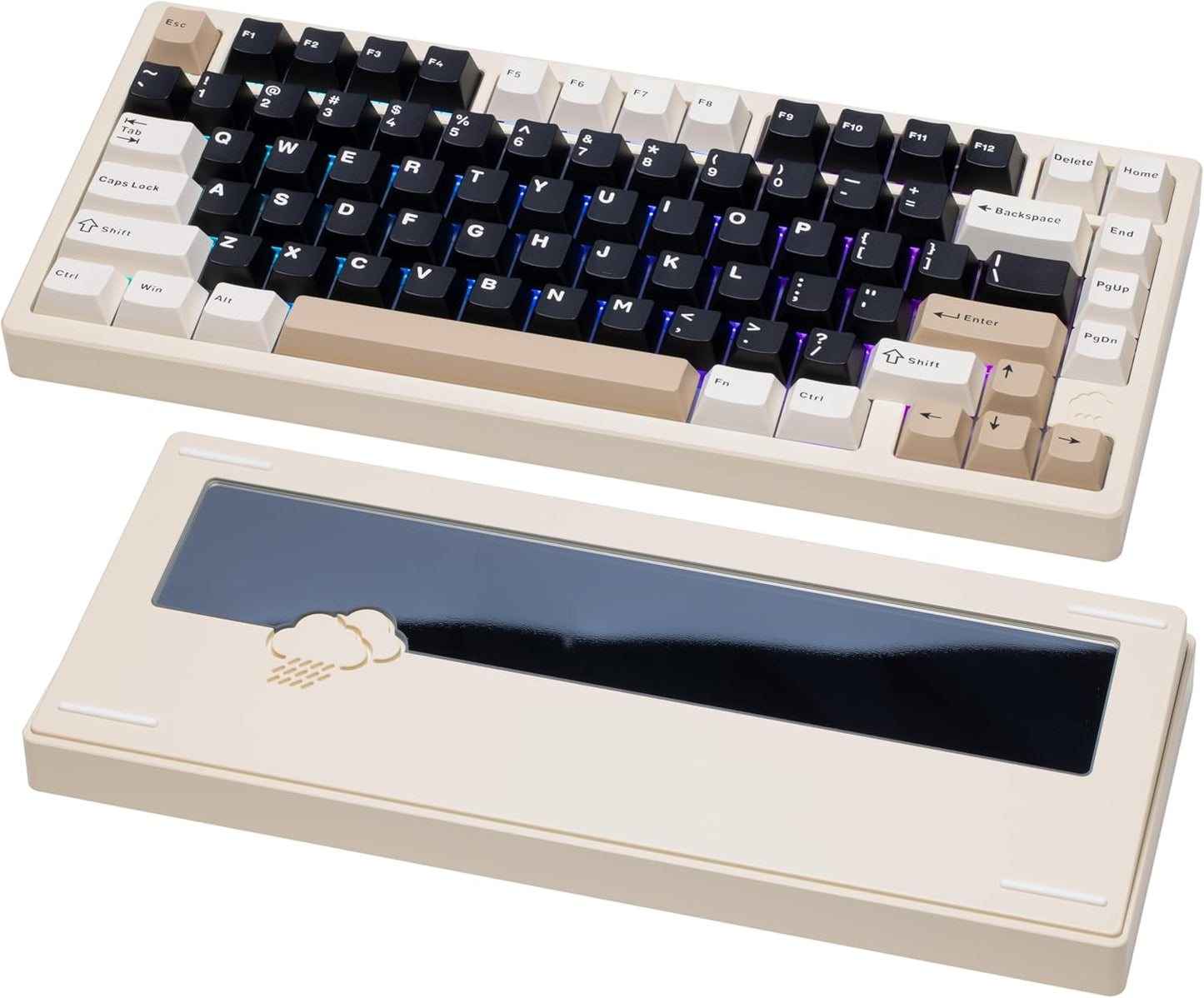 WOBKEY -  Rainy 75 CNC Aluminum Hmx/Jwk/Cocoa Switches Triple-Mode Connectivity Mechanical Keyboard with Superior Acoustics, No Rgb/Pp/Mirrored Glass/3500Mah/Violet Switch (Lite - Silver) - Serious Techies