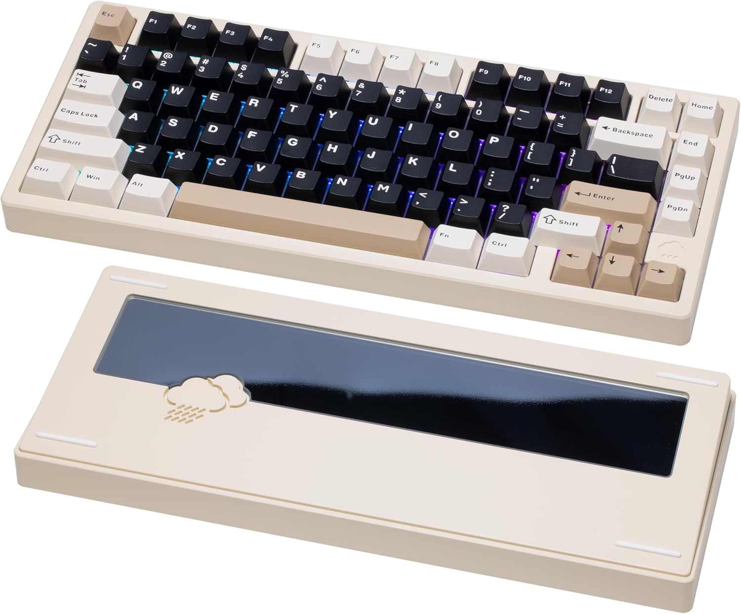 WOBKEY -  Rainy 75 CNC Aluminum Hmx/Jwk/Cocoa Switches Triple-Mode Connectivity Mechanical Keyboard with Superior Acoustics, No Rgb/Pp/Mirrored Glass/3500Mah/Violet Switch (Lite - Silver) - Serious Techies