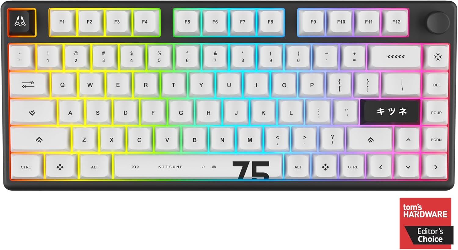 ARBITER - Polar 75 - Magnetic Gaming Keyboard - Rapid Trigger W/Socd Super Tap, CNC Aluminum Frame, Gen 2 Hall Effect Switches, Volume Knob, RGB, Dye-Sub PBT Keycaps - Kitsune Black - Serious Techies