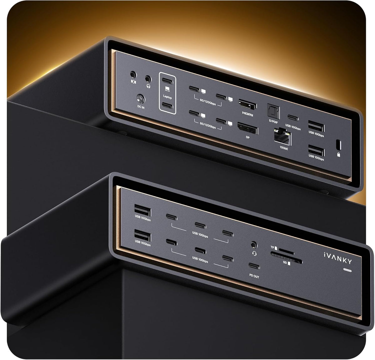 iVANKY - 23-In-1 Intel Certified Thunderbolt 5 Fusiondock Max 2, 120Gbps Macbook Docking Station, Triple 6K@60Hz Display for Mac M1-M5 Pro/Max, 140W PD, 2.5Gbe, Cooling Fan (***Incompatible with Windows***) - Serious Techies