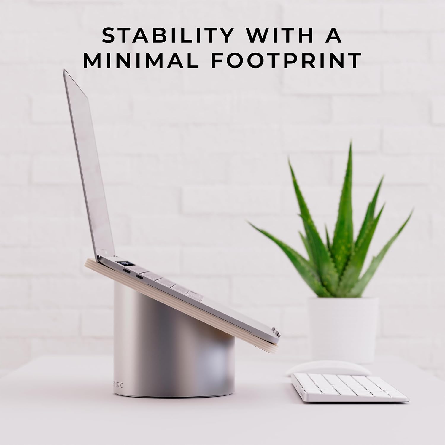 HumanCentric - Laptop Riser for Desk in Black Walnut Wood Top and Space Gray Aluminum Base, Compatible with Macbook and Other Laptops up to 16 Inches, Ergonomic Computer Holder, 25-Degree Angle Tilt - Serious Techies