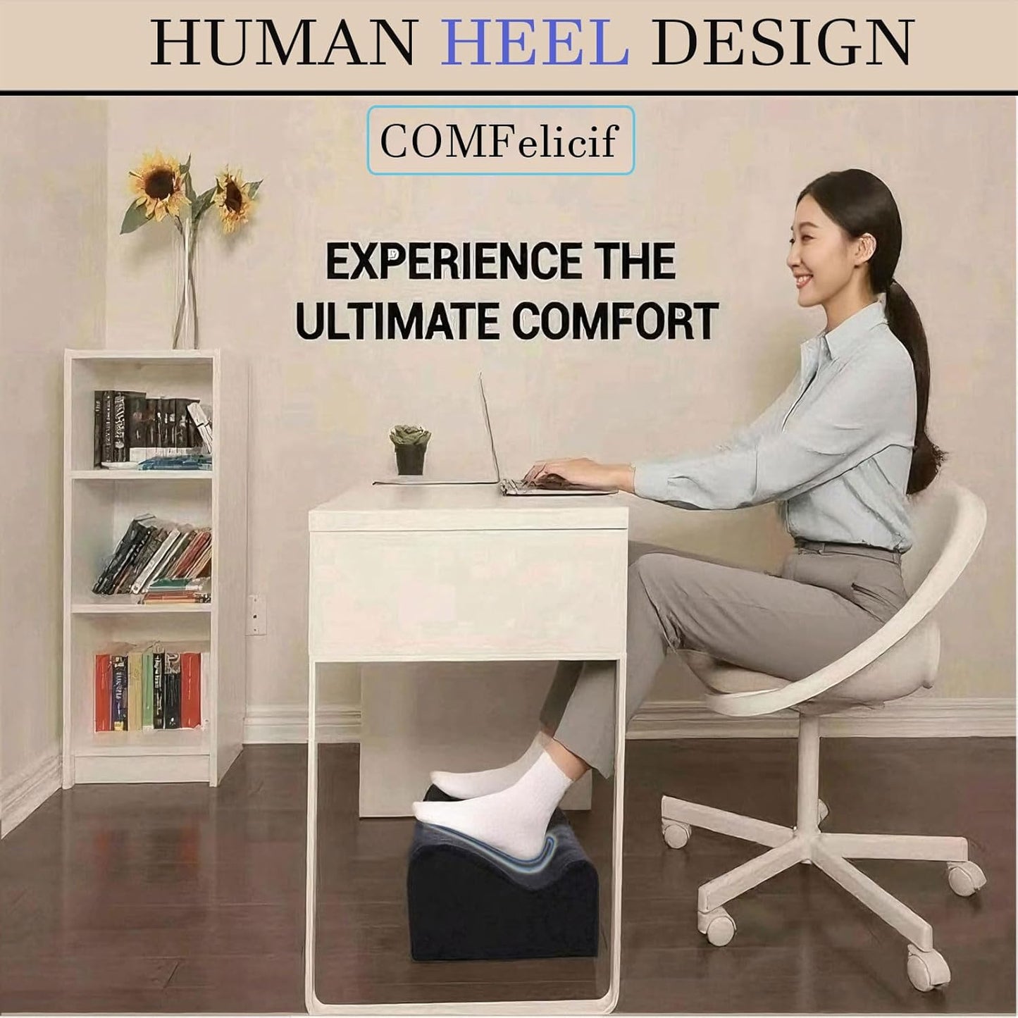 COMFelicify - Foot Rest for under Desk at Work,At Work Soft Ergonomic Footrest,Support Foot Pillow,Heel Chair,Leg Elevation Pillow,(Black) - Serious Techies