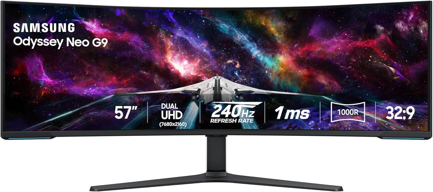 Samsung - 57" Odyssey Neo G9 (G95NC) Series Dual 4K UHD 1000R Curved Gaming Monitor, 240Hz, 1Ms with Displayport 2.1, Quantum Mini-Led, Displayhdr 1000, AMD Freesync Premium Pro, LS57CG952NNXZA - Serious Techies