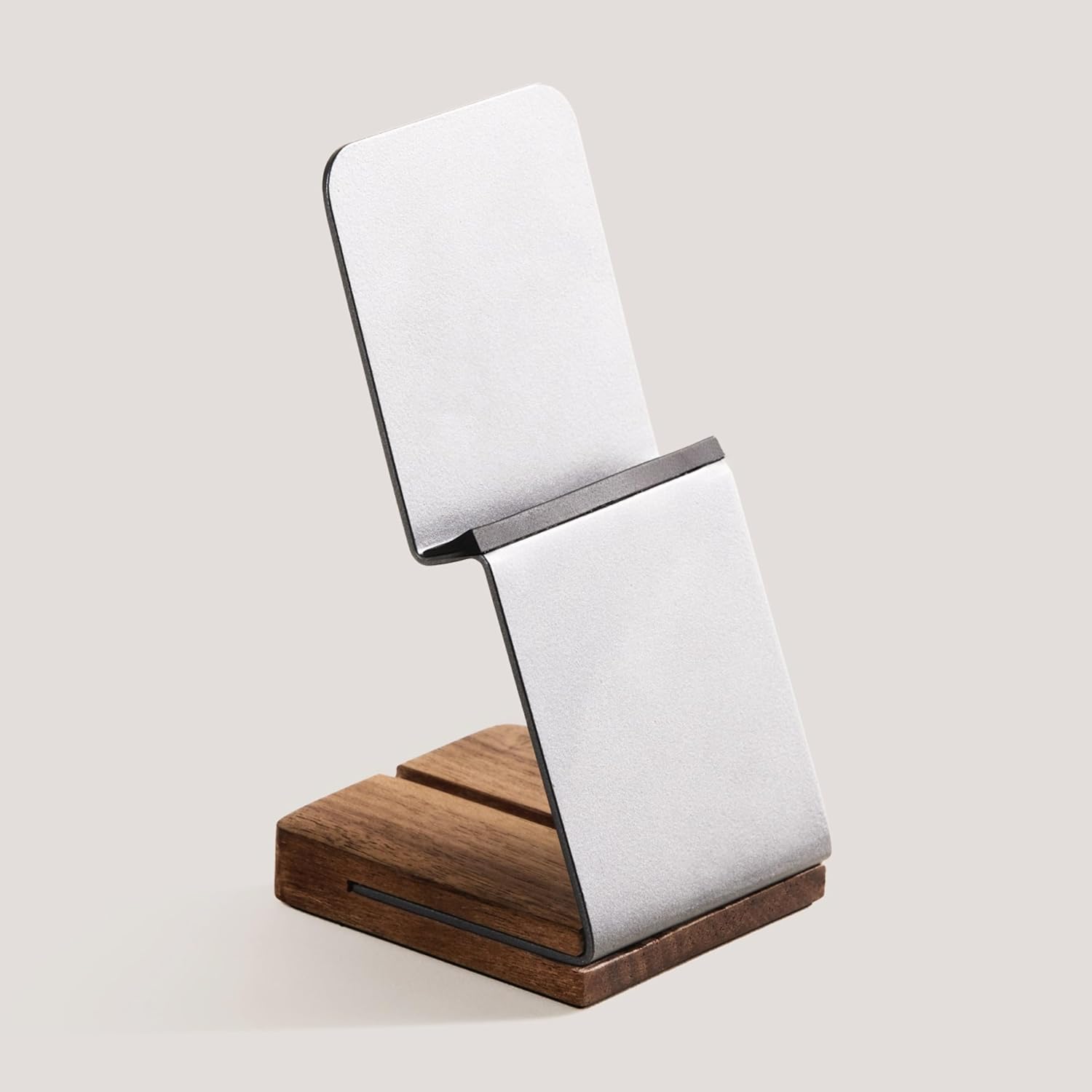 NOOE - Hand-On Tablet Stand Mobile Holder, Sturdy Wood and Aluminum Base, for up to 12 Inch Devices, WALNUT BROWN - Serious Techies