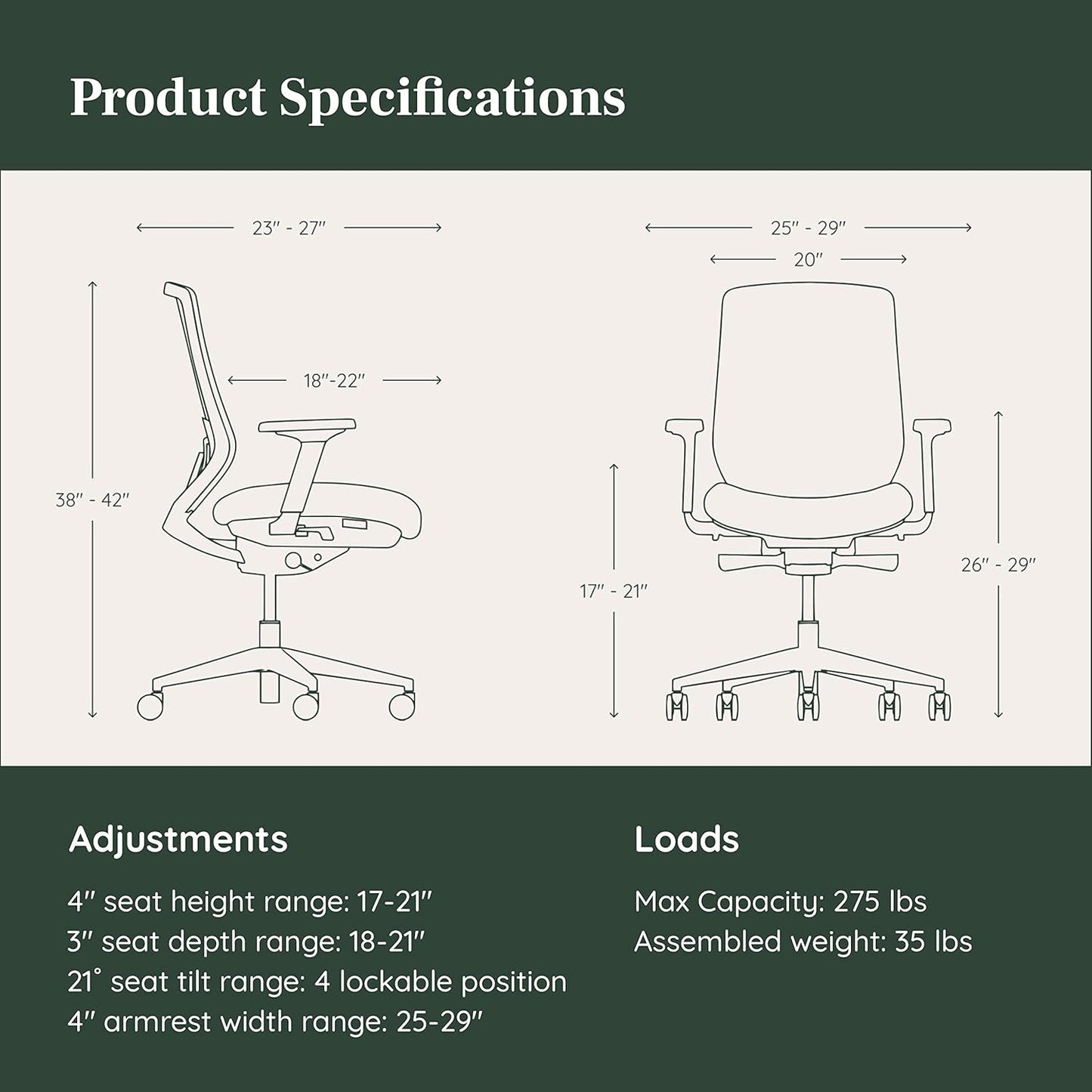 Branch - Ergonomic Chair - a Versatile Desk Chair with Adjustable Lumbar Support, Breathable Mesh Backrest, and Smooth Wheels - Experience Optimal Comfort and Support - Pebble - White - Serious Techies