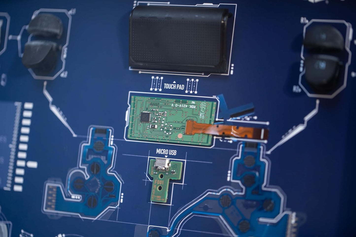 Funbox Design - Disassembled Controller Frame for PS4, for Dualshock 4, Controller Teardown Wall Art, Disassembled Wall Decor, Wall Art for Gamers, Dualshock Disassembly - Serious Techies