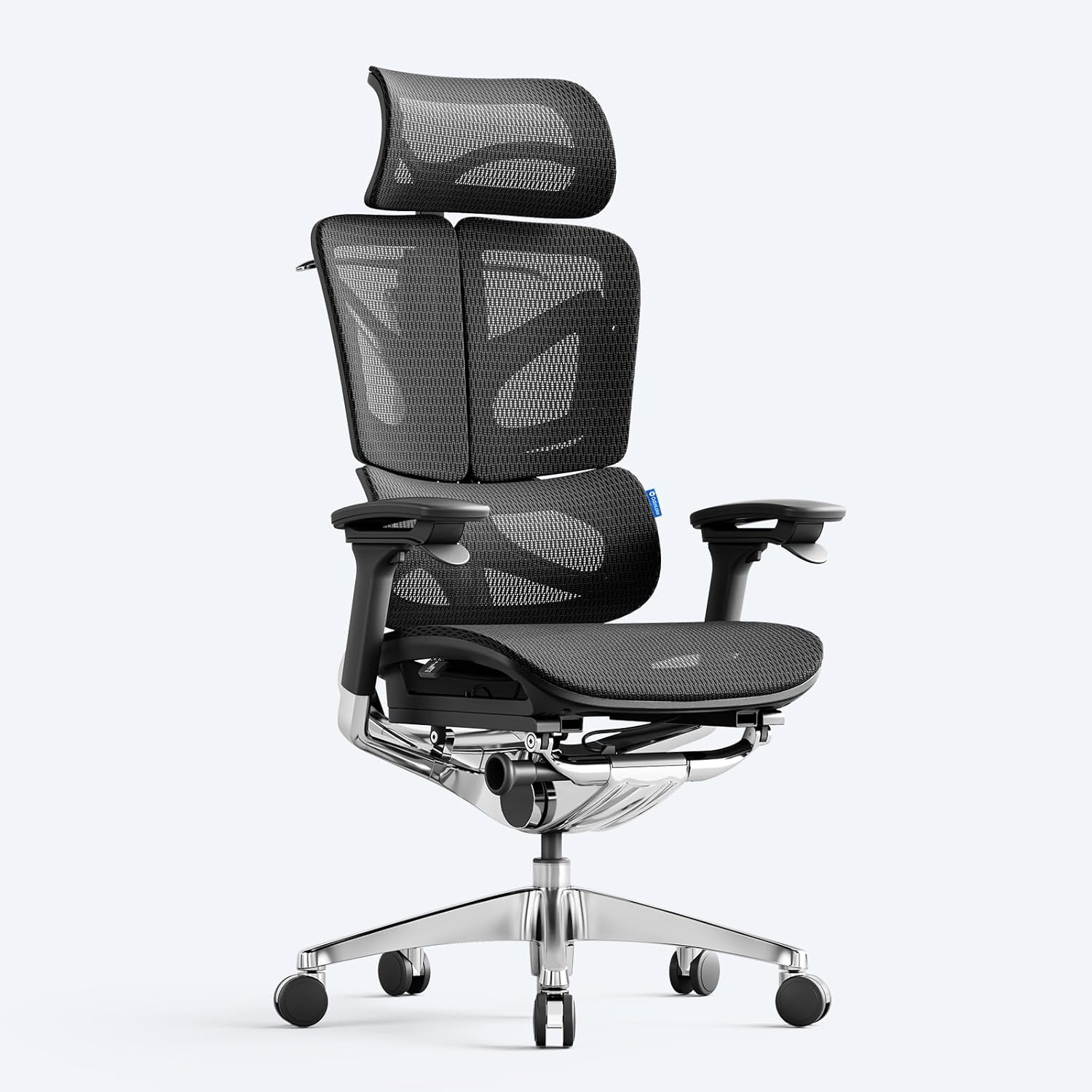 Odinlake - O3 753 Ergonomic Mesh Office Chair, 5-Level Adjustable Height, Wirecontrol Base, Dynamic Lumbar, 2D Headrest, Silent Casters, Flexbreath Mesh, Clothes Hanger, Aluminum Butterfly Backrest - Serious Techies