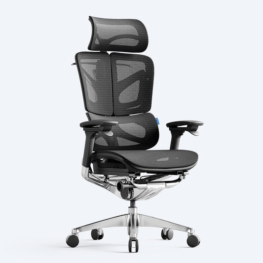 Odinlake - O3 753 Ergonomic Mesh Office Chair, 5-Level Adjustable Height, Wirecontrol Base, Dynamic Lumbar, 2D Headrest, Silent Casters, Flexbreath Mesh, Clothes Hanger, Aluminum Butterfly Backrest - Serious Techies