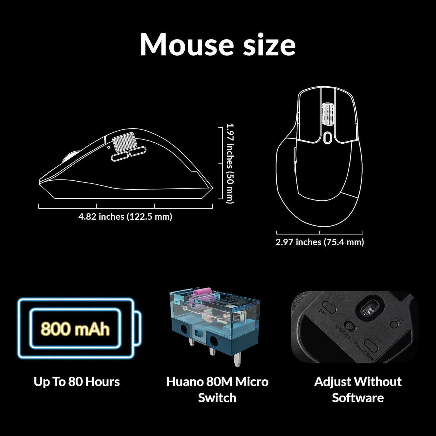 Keychron - M6 Wireless Gaming Mouse, 1000Hz Polling, Bluetooth 5.1/2.4Ghz/Wired, Lightweight 78G, Pixart 3395 Optical Sensor up to 26,000 DPI, Programmable, for Windows/Mac/Linux – Black - Serious Techies