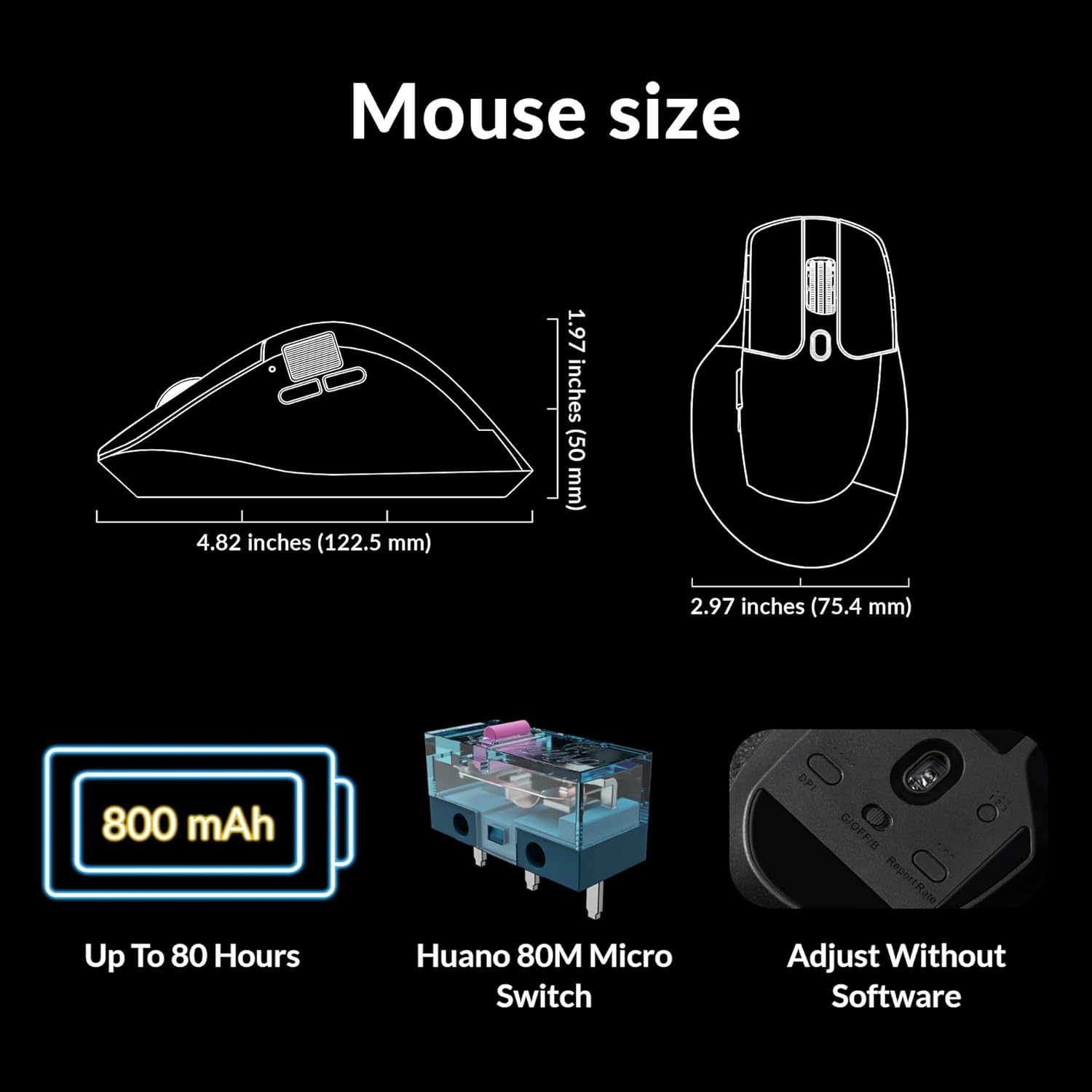 Keychron - M6 Wireless Gaming Mouse, 1000Hz Polling, Bluetooth 5.1/2.4Ghz/Wired, Lightweight 78G, Pixart 3395 Optical Sensor up to 26,000 DPI, Programmable, for Windows/Mac/Linux – Black - Serious Techies
