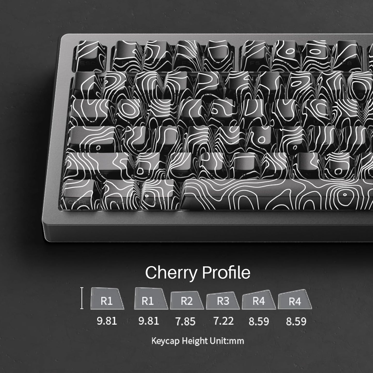 MONSGEEK - M1 V5 Aluminum Mechanical Keyboard 75% Topographic Theme Quick Release Gaming Keyboard with Knob, 8000 Mah RGB Hot-Swappable Black Custom with Side-Printed Keycaps Pre Lubed Piano Switch