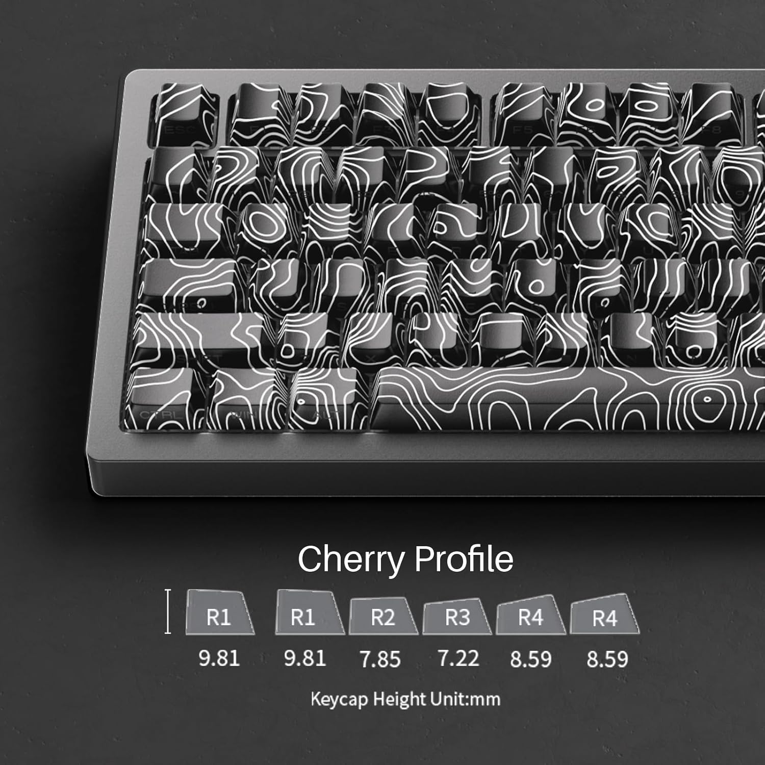 MONSGEEK - M1 V5 Aluminum Mechanical Keyboard 75% Topographic Theme Quick Release Gaming Keyboard with Knob, 8000 Mah RGB Hot-Swappable Black Custom with Side-Printed Keycaps Pre Lubed Piano Switch