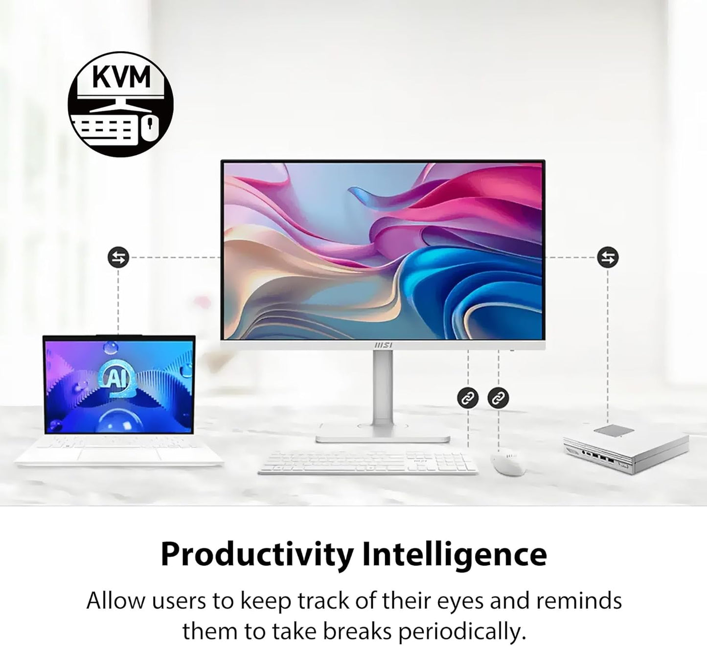 MSI - Modern MD272UPHW 27-Inch IPS 3840 X 2160 (UHD) Computer Monitor,60 Hz,Adaptive-Synch,Display HDR 400,Hdmi,Displayport,Kvm,Vesa Mountable,Height Adjustable,Speaker,White - Serious Techies