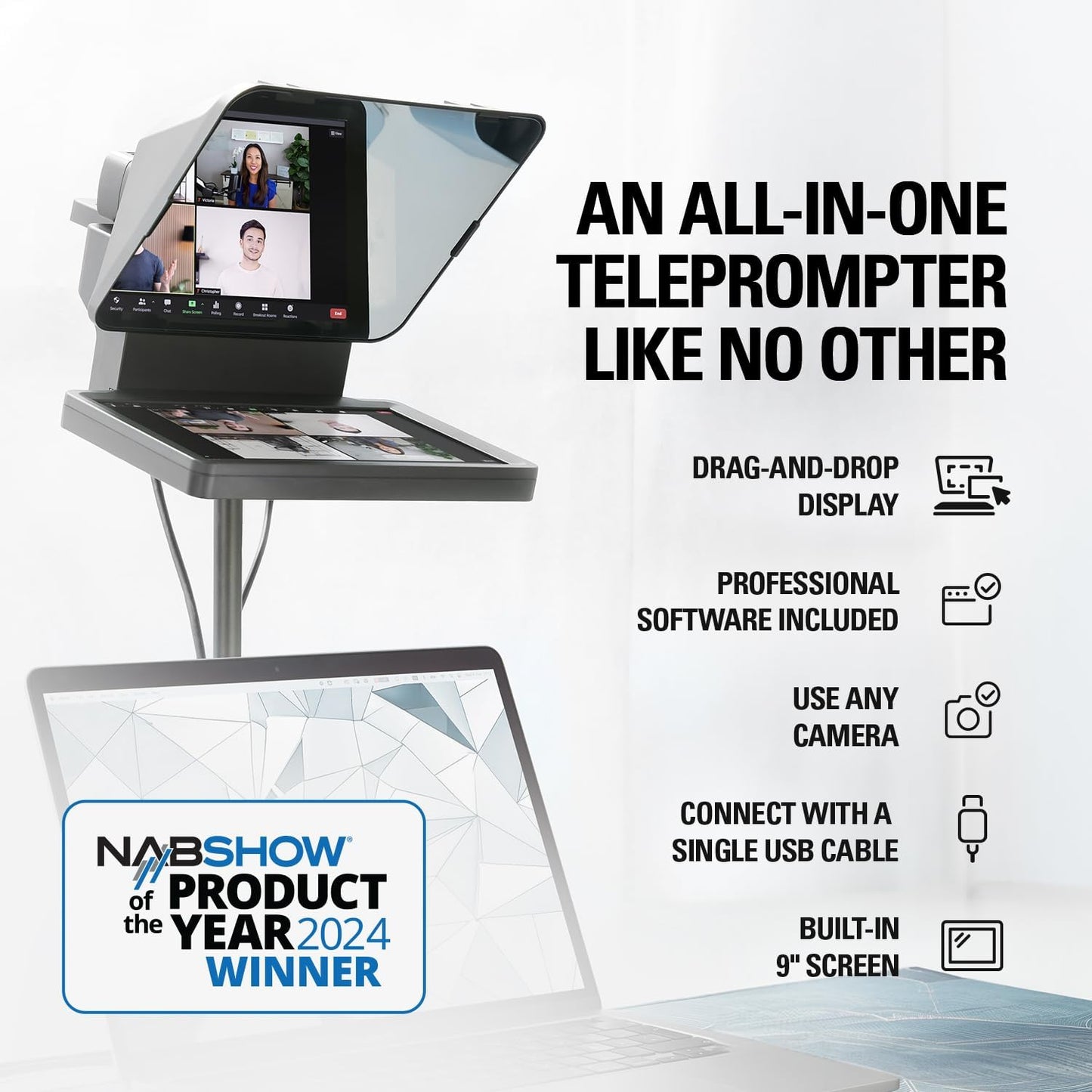 Elgato - Prompter – Teleprompter with Built-In Screen for Youtube, Twitch, Zoom, MS Teams and More, Supports Dslr/Webcam/Smartphone, Drag & Drop Monitor Display, Works with Mac/Pc & Stream Deck - Serious Techies