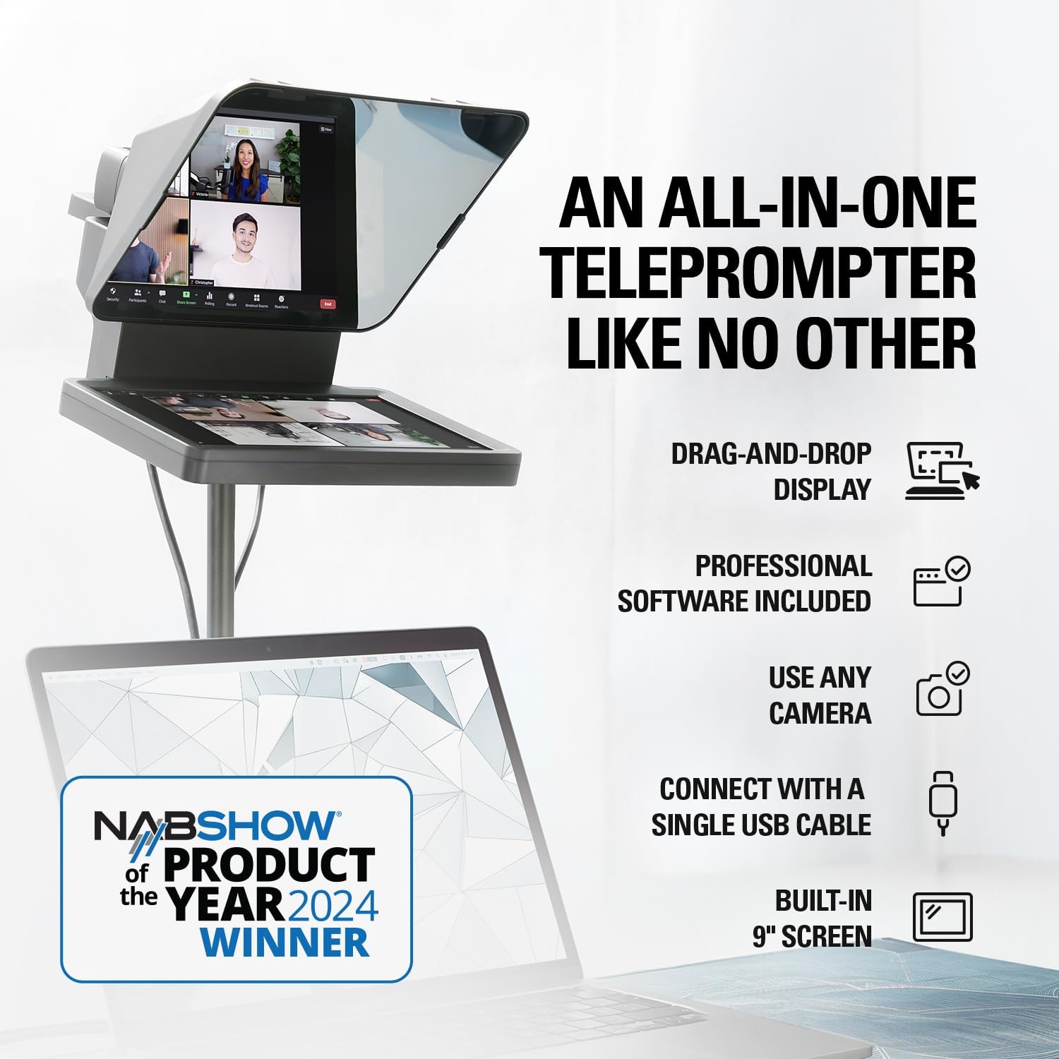 Elgato - Prompter – Teleprompter with Built-In Screen for Youtube, Twitch, Zoom, MS Teams and More, Supports Dslr/Webcam/Smartphone, Drag & Drop Monitor Display, Works with Mac/Pc & Stream Deck - Serious Techies