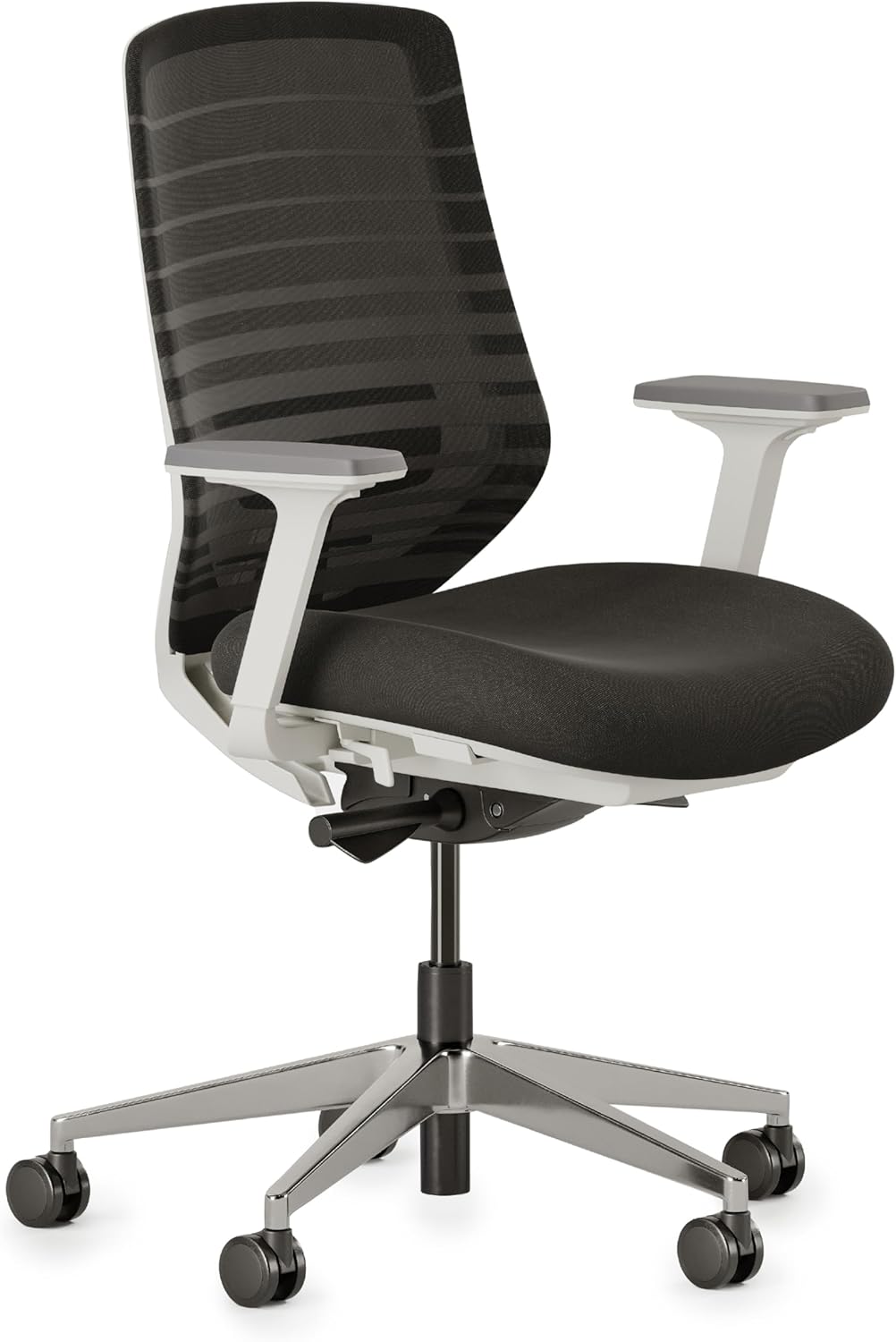 Branch - Ergonomic Chair - a Versatile Desk Chair with Adjustable Lumbar Support, Breathable Mesh Backrest, and Smooth Wheels - Experience Optimal Comfort and Support - Pebble - White - Serious Techies