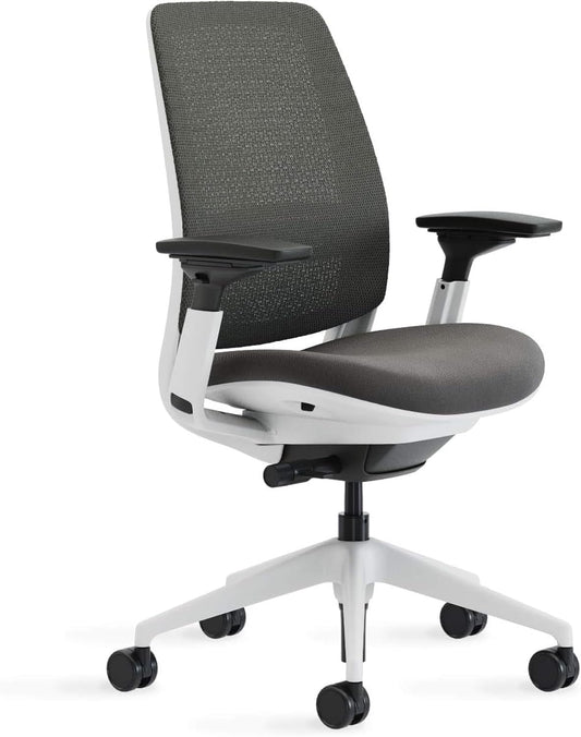 Steelcase - Series 2 Office Chair - Ergonomic Work Chair with Wheels for Carpet - with Back Support, Weight-Activated Adjustment & Arm Support - Adjustable Rolling Chairs for Desk - Graphite - Serious Techies