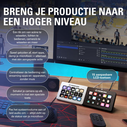 Elgato  - Stream Deck MK.2 White – Studio Controller, 15 Macro Keys, Trigger Actions in Apps and Software like OBS, Twitch, ​Youtube and More, Works with Mac and PC - Serious Techies