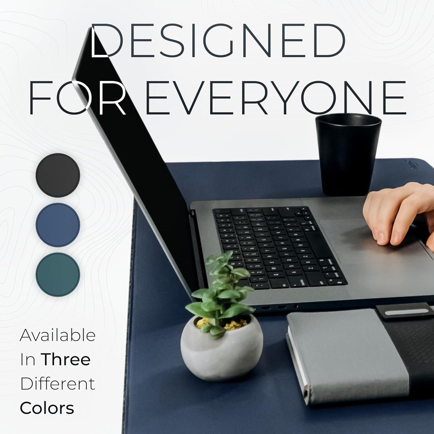 Nordik - Leather Top and Felt bottom Desk Mat Non-Slip - Blue - 35 X 17 Inch - Felt and Vegan Leather Desk Pad - Document Organizers - Desk Blotter and Desktop Mat - Desk Protector Laptop Desk Matt for Desktop - Serious Techies