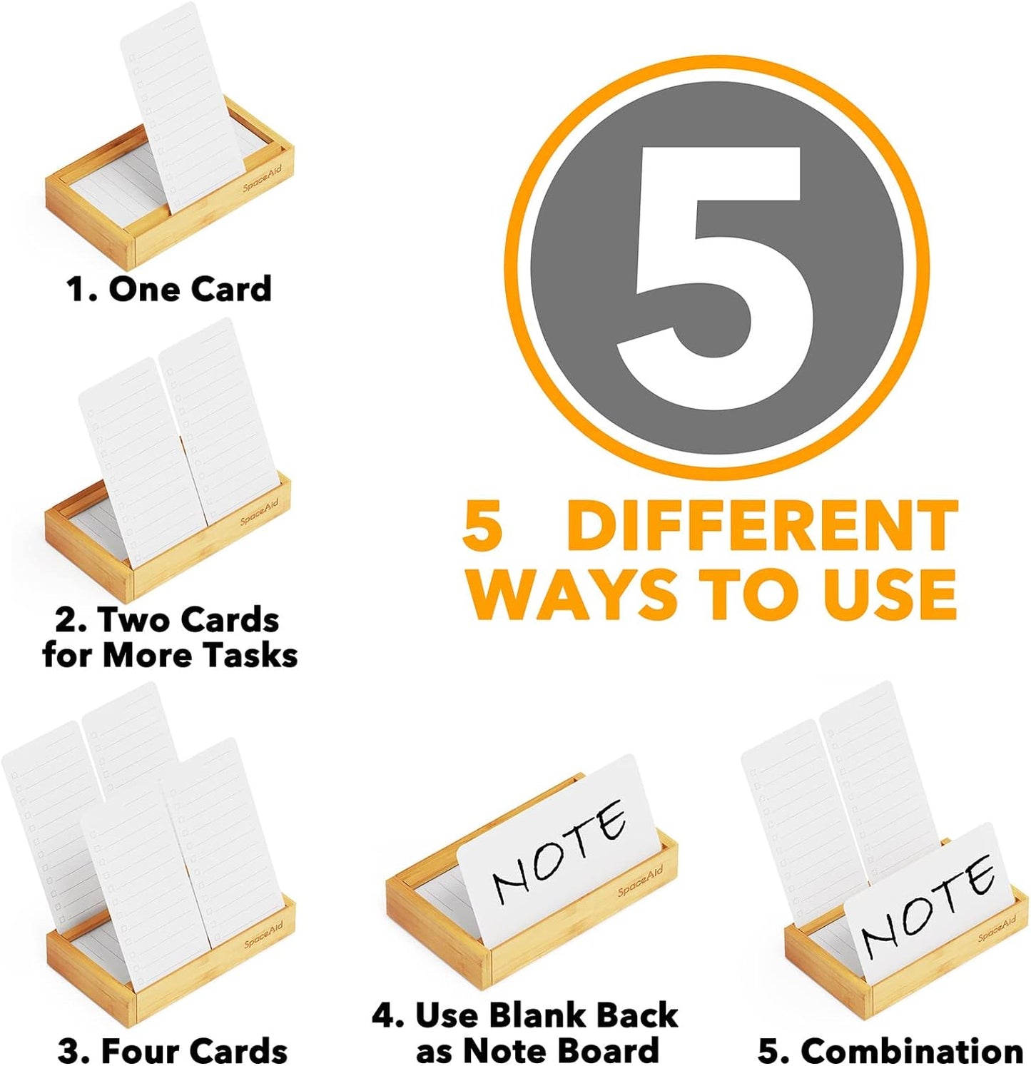 SpaceAid - PlannerNeat to Do List Planner, Daily Todo Checklist Notepad Organizer with Bamboo Holder, Productivity System Planners Notebook for Office Work Supplies (Bamboo, 50 Cards) - Serious Techies