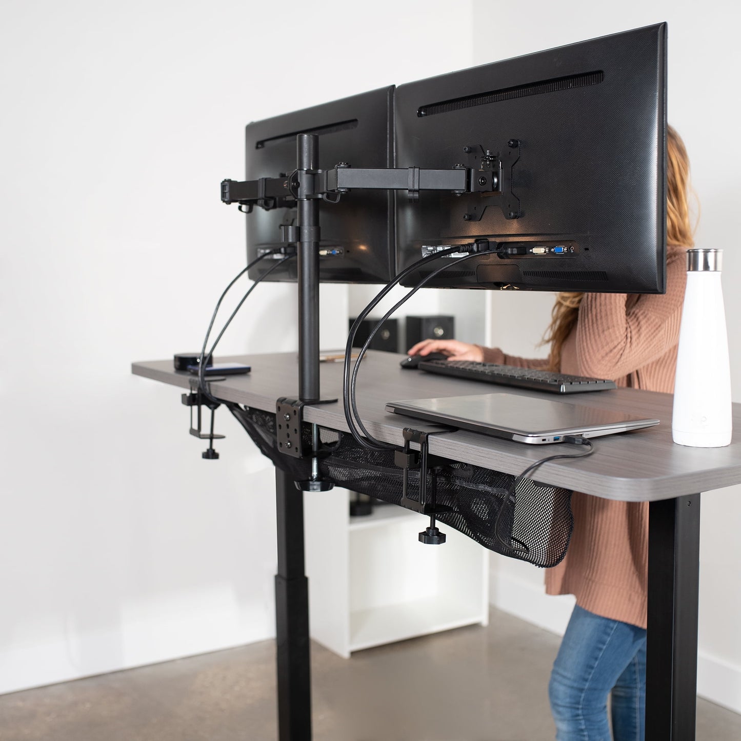 VIVO - Black 36" Clamp-On under Desk Cable Net, Mesh Cable Management - Serious Techies