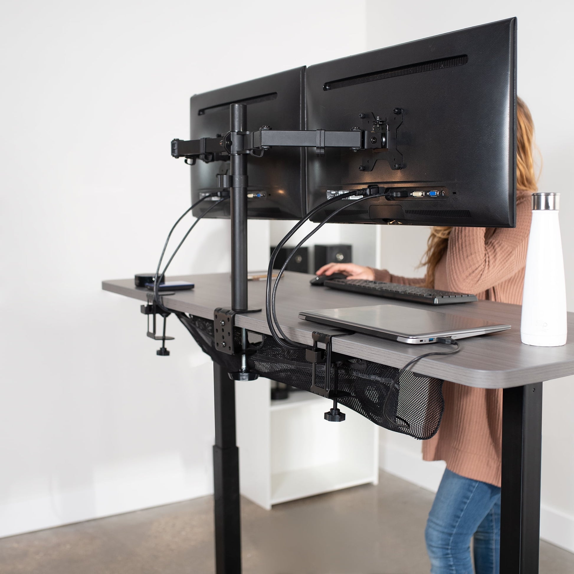 VIVO - Black 36" Clamp-On under Desk Cable Net, Mesh Cable Management - Serious Techies